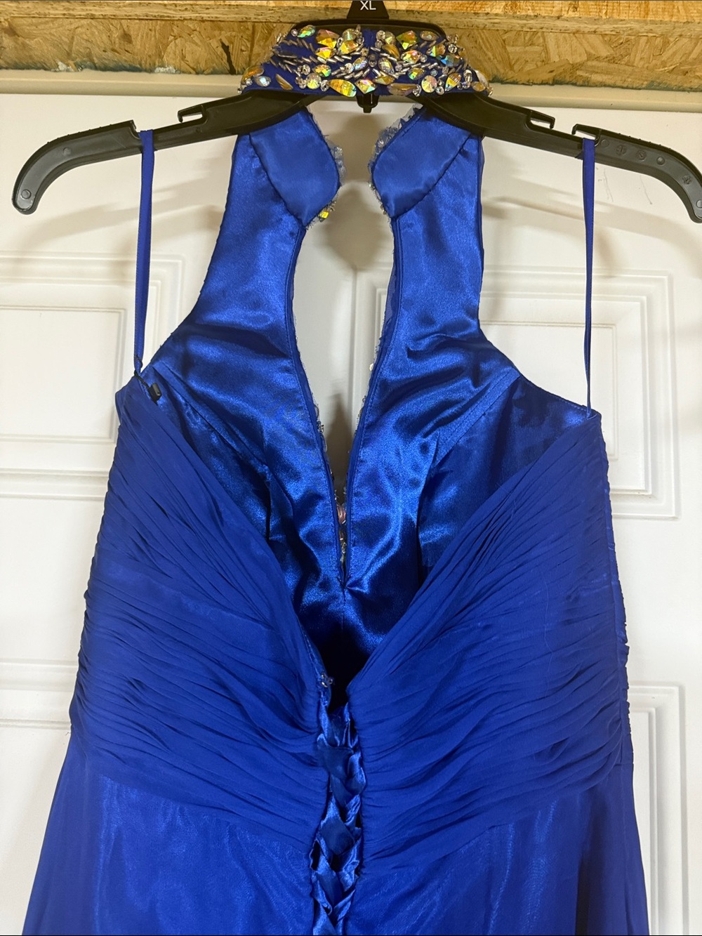 Embellished Halter Prom Dress in Royal Blue - Picture 7 of 8